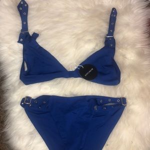 Sexy royal blue chain baiting suit